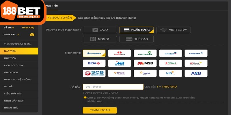 Nạp tiền 188BET - Hướng dẫn đơn giản, an toàn tuyệt đối 3 Hãy sử dụng kết nối internet có tốc độ truy cập nhanh